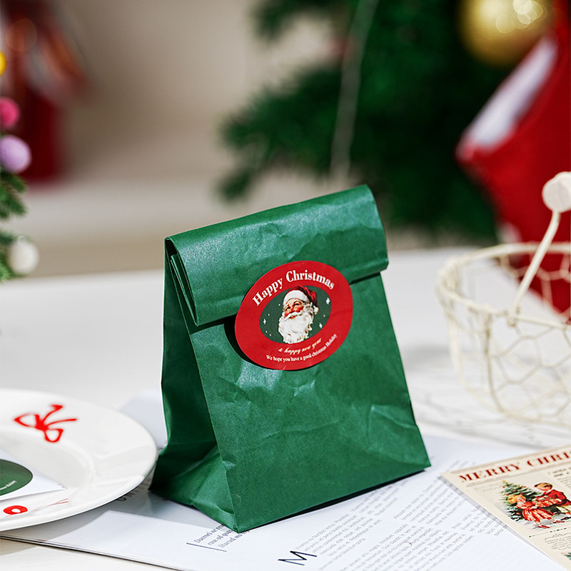 Ins新作クリスマスサンタクロース雰囲気感楕円ステッカープレゼント包装シール|undefined