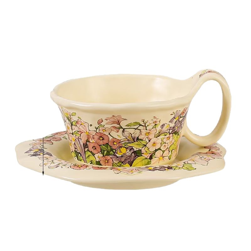 Creativo de alto valor de la cara de las chicas tazas de café de la tarde plato de cerámica taza de flores con regalo de mano taza de café de agua transfronteriza taza