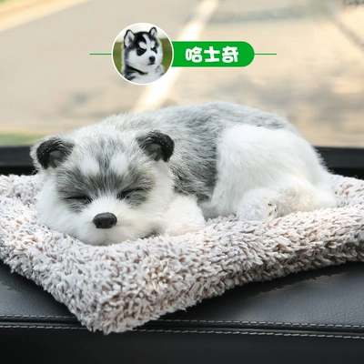 Car Dashboard Activated Carbon Ornament for Odor Removal, Realistic Dog-Shaped Car Decoration (Car ornaments) - husky-large-size
