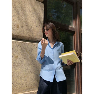 【十三行特价不退换】韩系翻领长袖衬衫女秋季通勤百搭休闲衬衣女