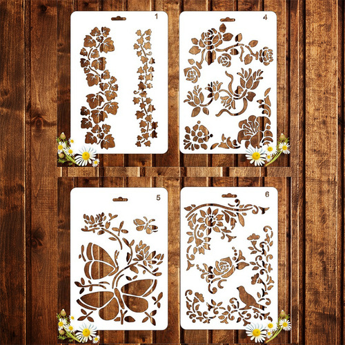 Cross-border new petal and flower theme painting template PET hollow print template Colorful wall painting graffiti painting model