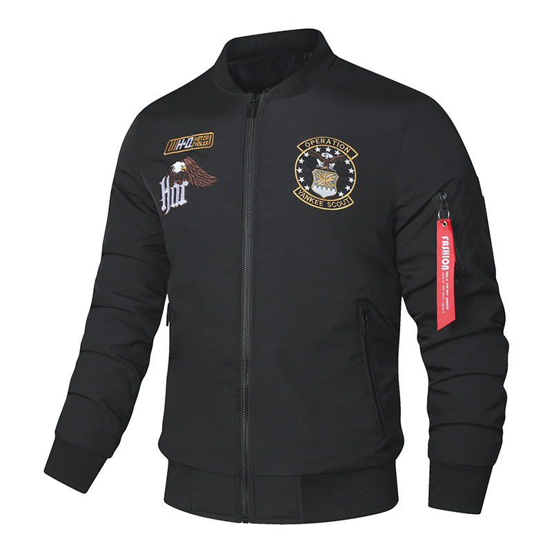 Cross-Border European Size Autumn and Winter New Thickened Jacket Men's Heavy Embroidery Baseball Jacket Eagle Jacket Work Jacket Men
