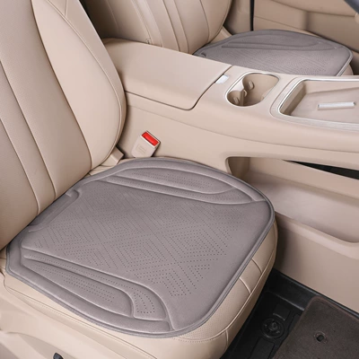 Seat cushion, seat cover, Summer Suede Ventilated Breathable Seat - front-row-2-pieces-light-gray-rams-punched