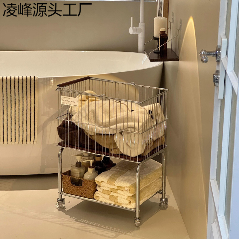 Medieval Style Dirty Clothes Basket Removable Dirty Clothes Basket Trolley Large Capacity Dirty Clothes Basket Bathroom Laundry Basket Storage Rack
