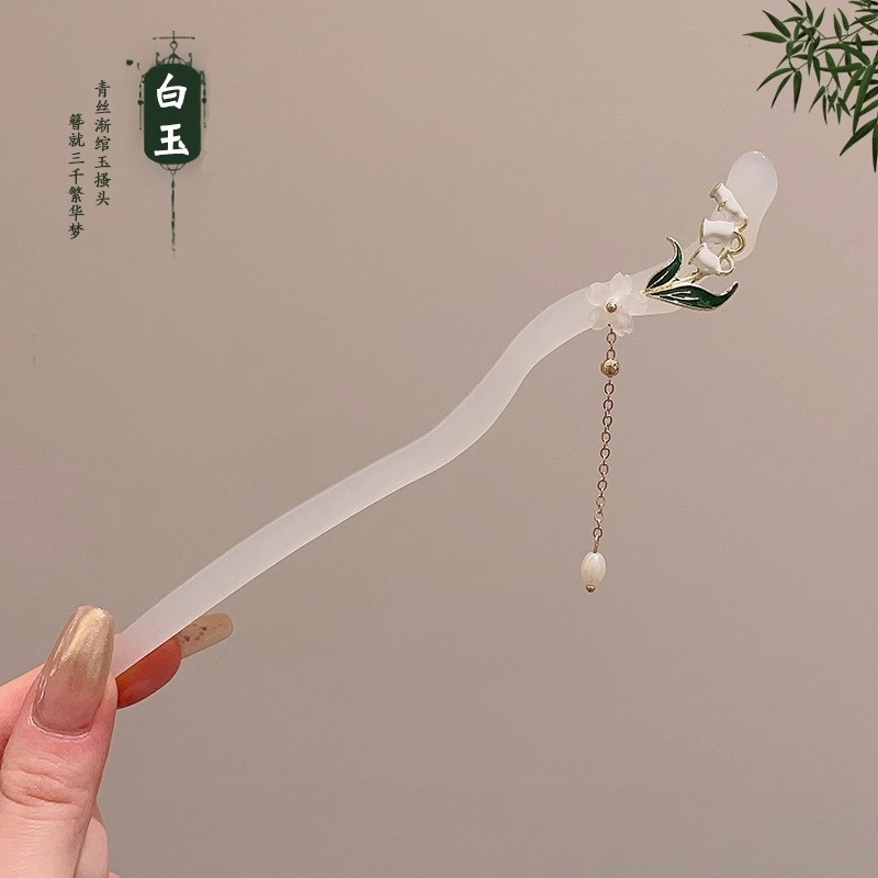 中国风韵味！国风桃木花朵发簪！新中式高级感盘发钗子气质发饰|undefined