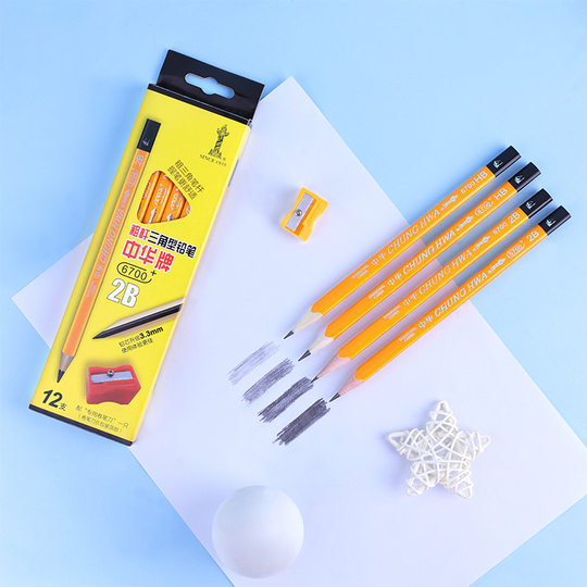 Chinese thick triangle pencil hb pencil 2b log calligraphy pen first grade Jiao Zheng primary school supplies stationery wholesale