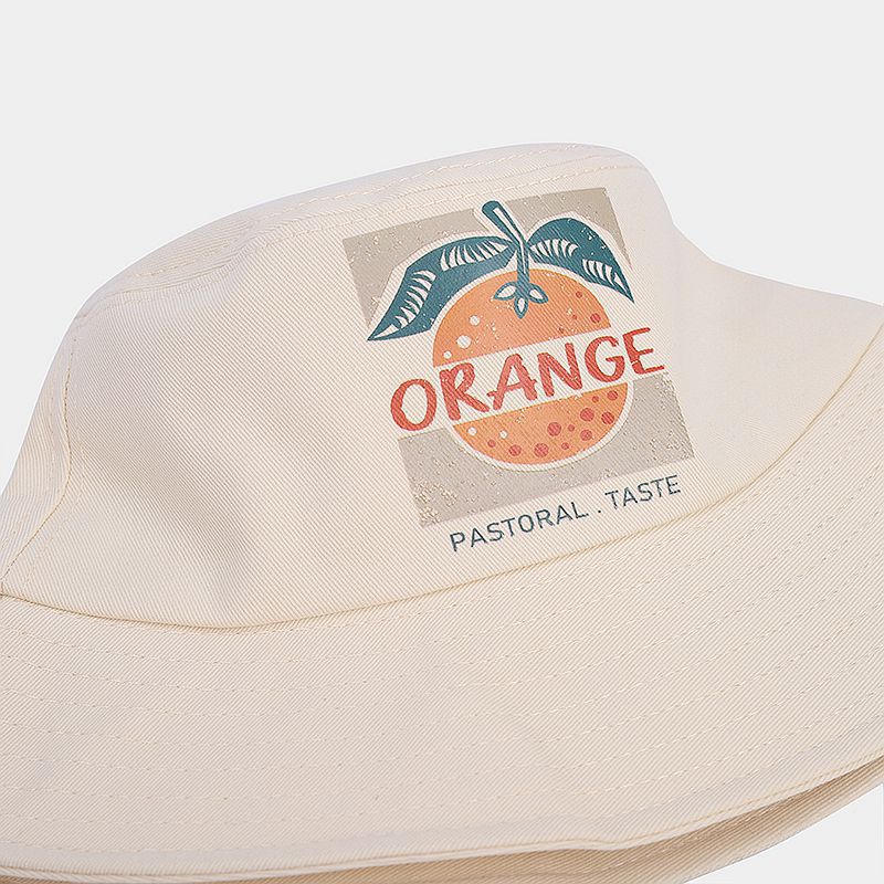 Estilo japonés artístico fresco creativo naranja patrón pescador sombrero moda estilo coreano Internet celebridad moda al aire libre protección solar sombrero para el sol