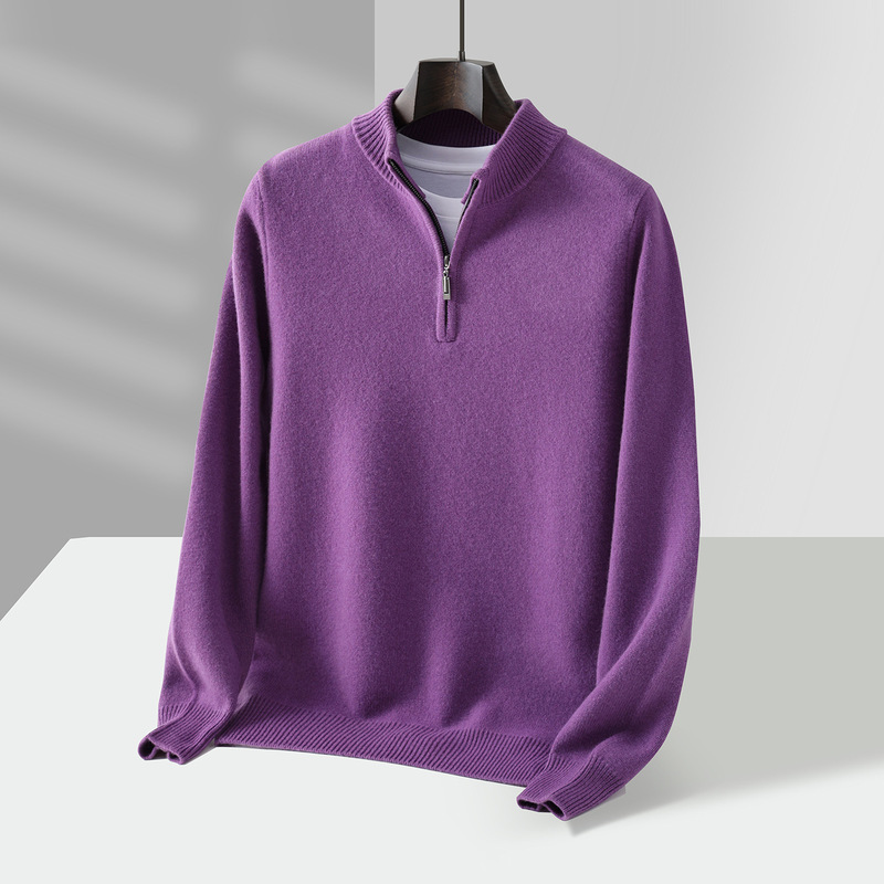 Foreign Trade Autumn and Winter Large Size Men's Zipper Full Wool Knitted Sweater Pullover Cashmere Korean Style Long-Sleeved Knitted Bottoming Shirt Foreign Trade Autumn and Winter Large Size Men's Zipper Full Wool Knitted Sweater Pullover Cashmere Korean Style Long-Sleeved Knitted Bottoming Shirt