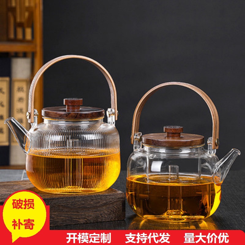 Tetera de vapor de vidrio resistente al calor de estilo japonés tetera hirviendo olla eléctrica estufa de cerámica olla de haz tetera hervidor doméstico engrosada olla