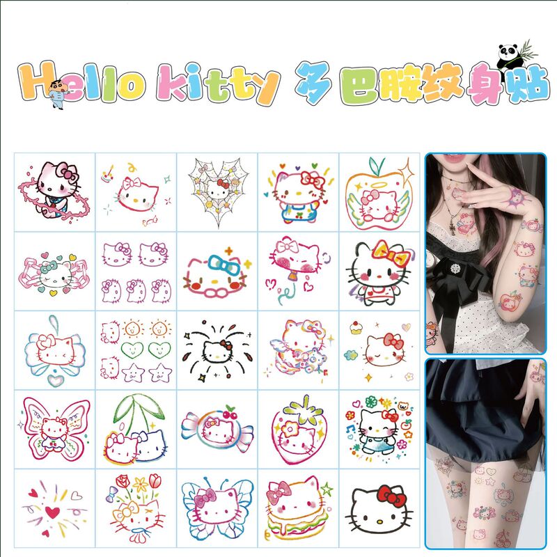 New hellokitty Tattoo Sticker Hello Kitty Cute Cartoon Girly Heart Waterproof Long Lasting Tattoo Sticker