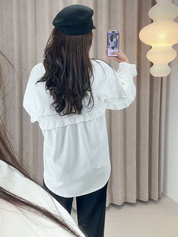 爱元25年早秋新款胖mm大码女装上衣设计感蕾丝拼接T恤W-252|undefined