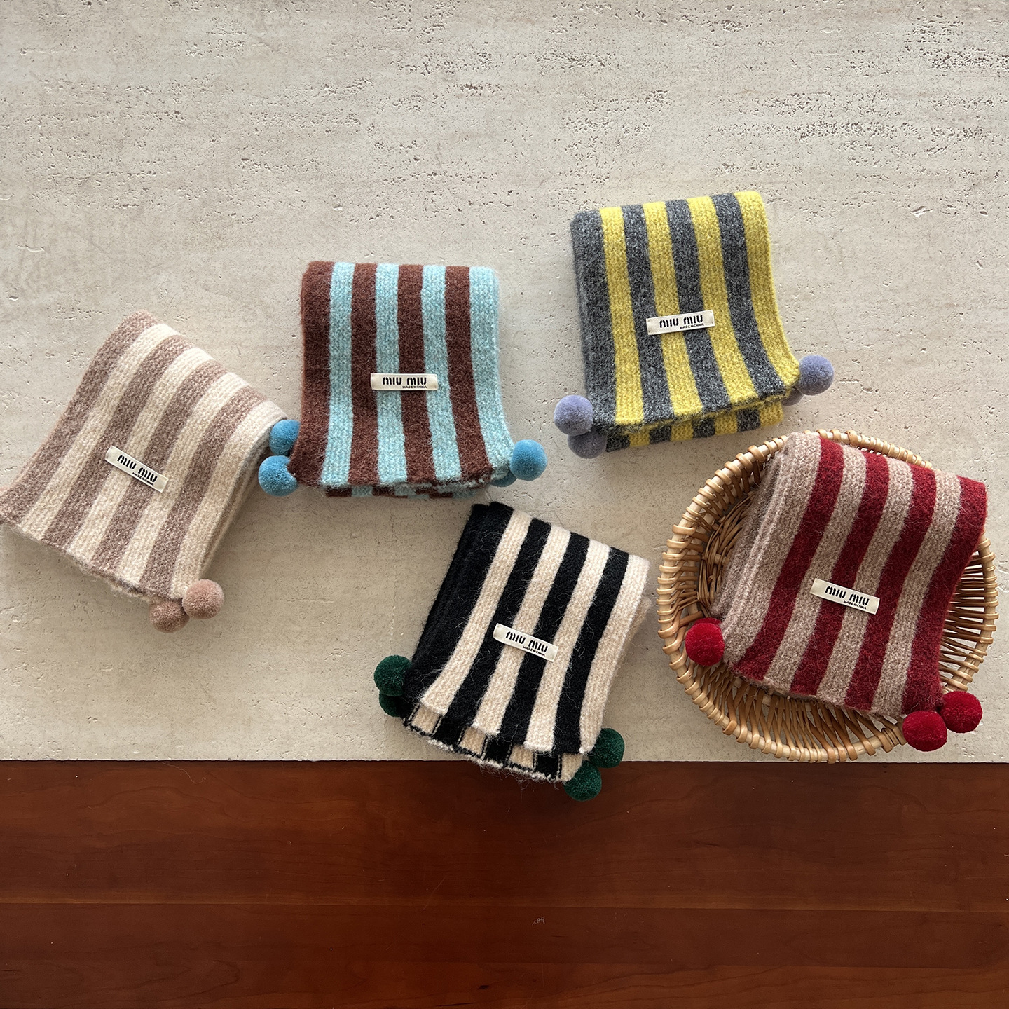 Korean-style fashion striped children's knitted scarf, autumn and winter outdoor warm woolen neck warmer for boys and girls, wholesale trendy