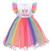 Girls with unicorned beast ruffled rainbow skirt dress dress Christmas Dress