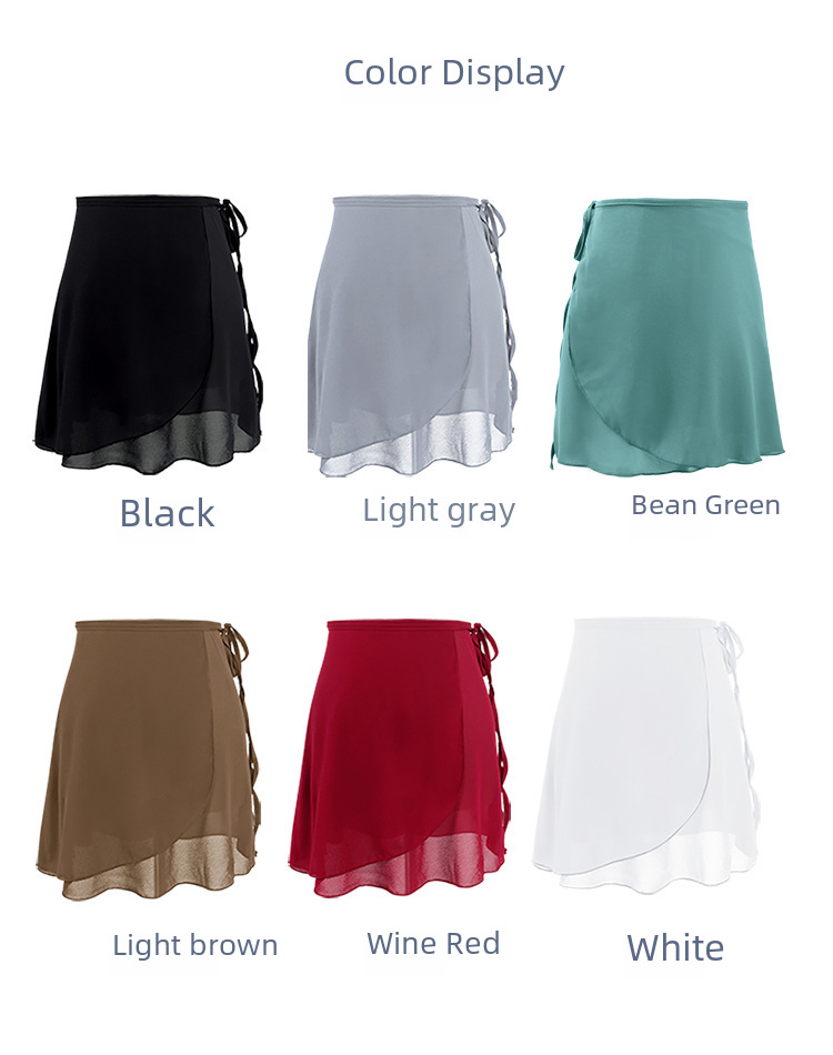 Ballet Skirt Women's Adult One-piece Lace-up Hip Chiffon Skirt Professional Training Clothes Matching Half-length Vallen Skirt