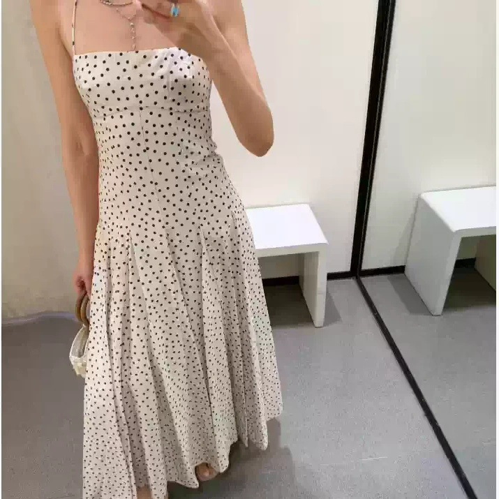 Pb&Za2026 Spring and Summer New Sweet and Fashionable Polka Dot Draped Fluffy Halter Neck Midi Dress 4772354 Pb&Za2026 Spring and Summer New Sweet and Fashionable Polka Dot Draped Fluffy Halter Neck Midi Dress 4772354