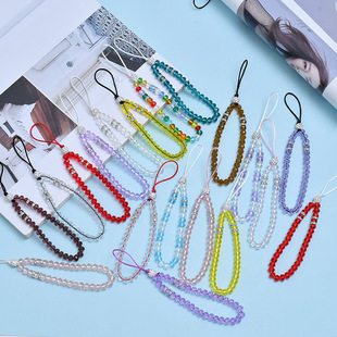 DIY Mobile Phone Lanyard Crystal Night Market Popular Mobile Phone Case Chain Street Stall Supply Crystal Beads Flat Bead Chain Wrist Rope