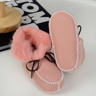 Manufacturer Supplies New Autumn and Winter Baby Shoes, Fur Integrated Baby Shoes, Men's and Women's Soft-Soled Toddler Shoes 0-1 Weeks