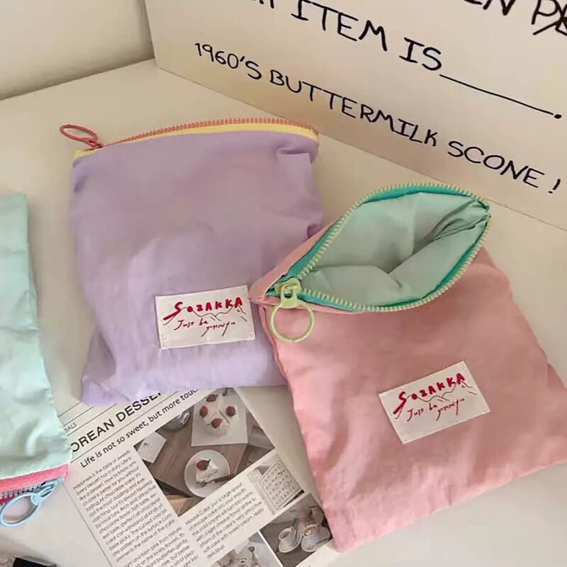 马卡龙收纳包化妆包旅行便携收纳小包收纳袋零钱包杂物包撞色设计|undefined