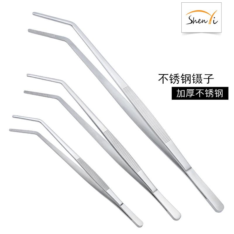 不锈钢镊子 防碘伏敷料镊医疗镊子弯头 园艺镊子夹子日用辅助工具