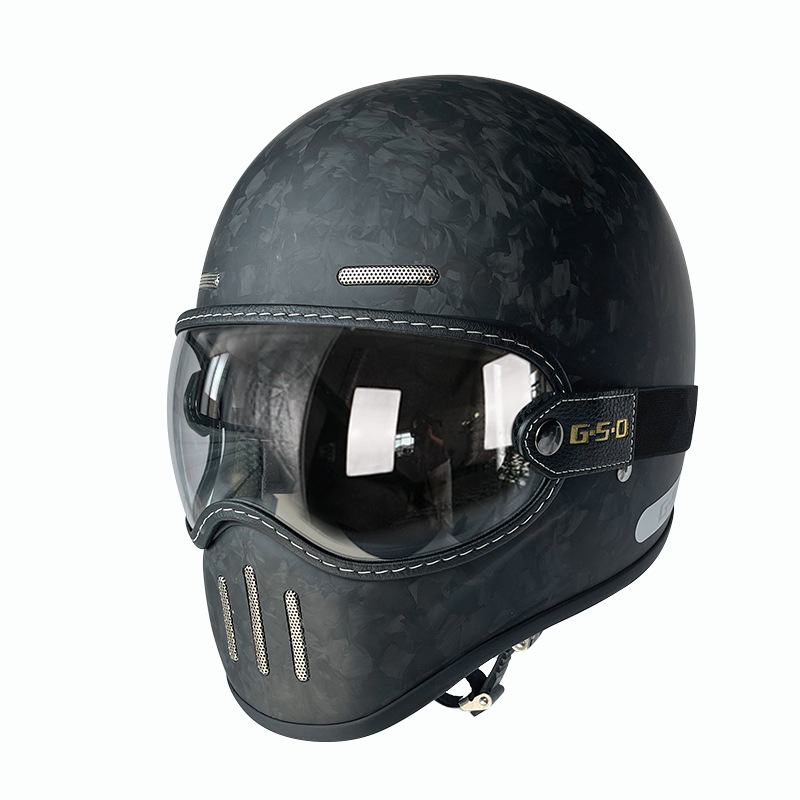 Motosiklet kaskı (dəbilqə) – Motuoche Carbon Fiber Retro - matte-black-forged-transparent-visor-m55-56
