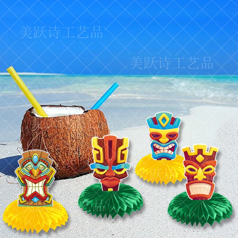 Transfronterizos nuevos adornos de abeja de escritorio hawaianos máscaras de decoración de verano Tiki fiesta adornos de escritorio