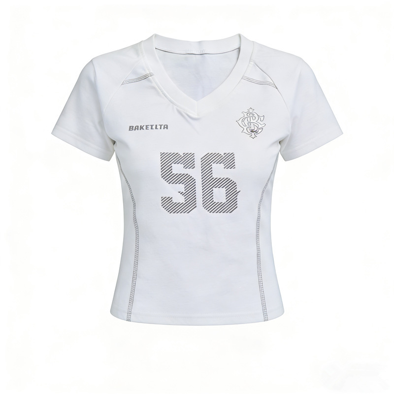 230g Ice Silk Ribbed American-Style Spicy Girl V-Neck Regular Shoulder Short-Sleeve T-Shirt Slim Fit Cropped Top Trendy on Instagram 230g Ice Silk Ribbed American-Style Spicy Girl V-Neck Regular Shoulder Short-Sleeve T-Shirt Slim Fit Cropped Top Trendy on Instagram