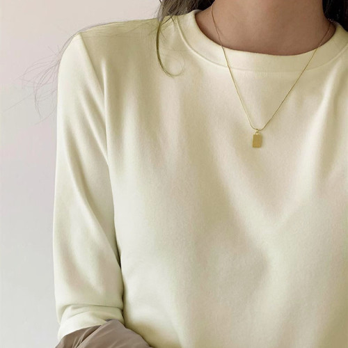 Round neck bottoming shirt for women, versatile warm long-sleeved top, new velvet and thickened autumn and winter German velvet black inner wear