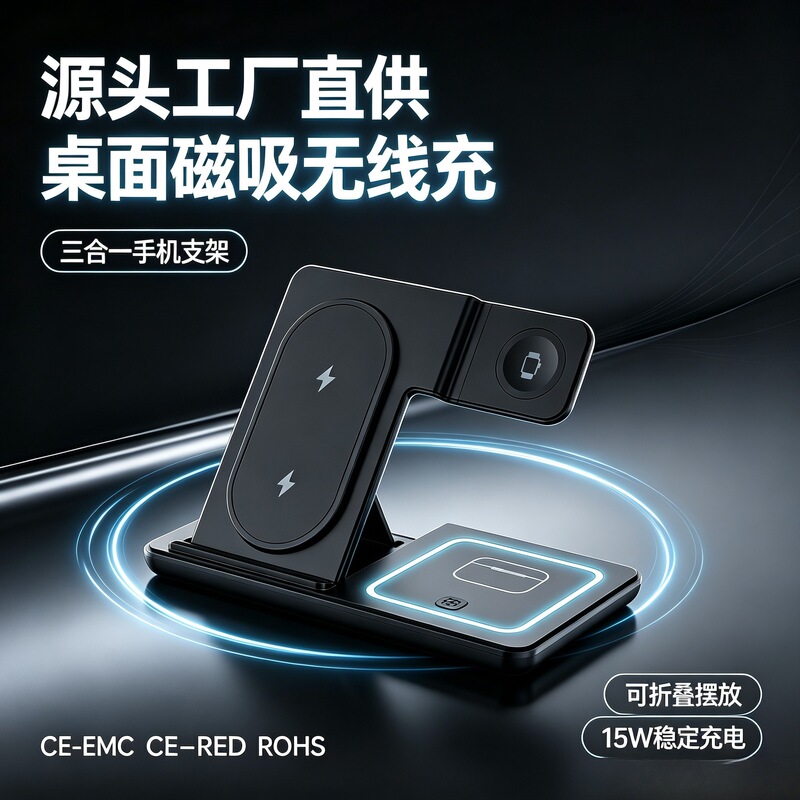 Suitable for Samsung Watch7ultra6Pro watch and phone wireless charger 3-in-1 vertical folding 15w Suitable for Samsung Watch7ultra6Pro watch and phone wireless charger 3-in-1 vertical folding 15w