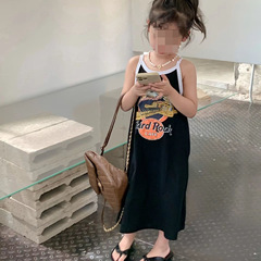 23夏季女童韓版印花拼色撞色涼快吊帶裙連衣裙女寶寶背心裙潮0075