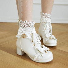 短靴秋冬新款甜美公主马丁靴女短靴lolita鞋洛丽塔靴子粗跟高跟鞋