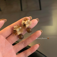 覆古美拉德晕染花朵耳环女轻奢小众高级感气质耳钉独特漂亮耳饰女