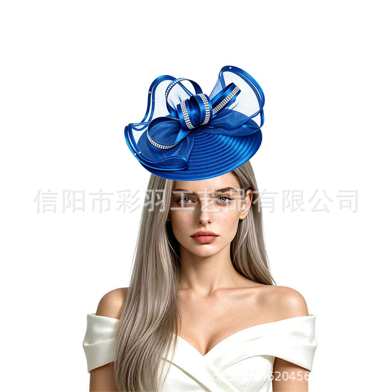 Amazon cross-border new European and American retro bridal headpiece with rhinestones, perfect for photo shoots, horse racing festivals, and bridal proms