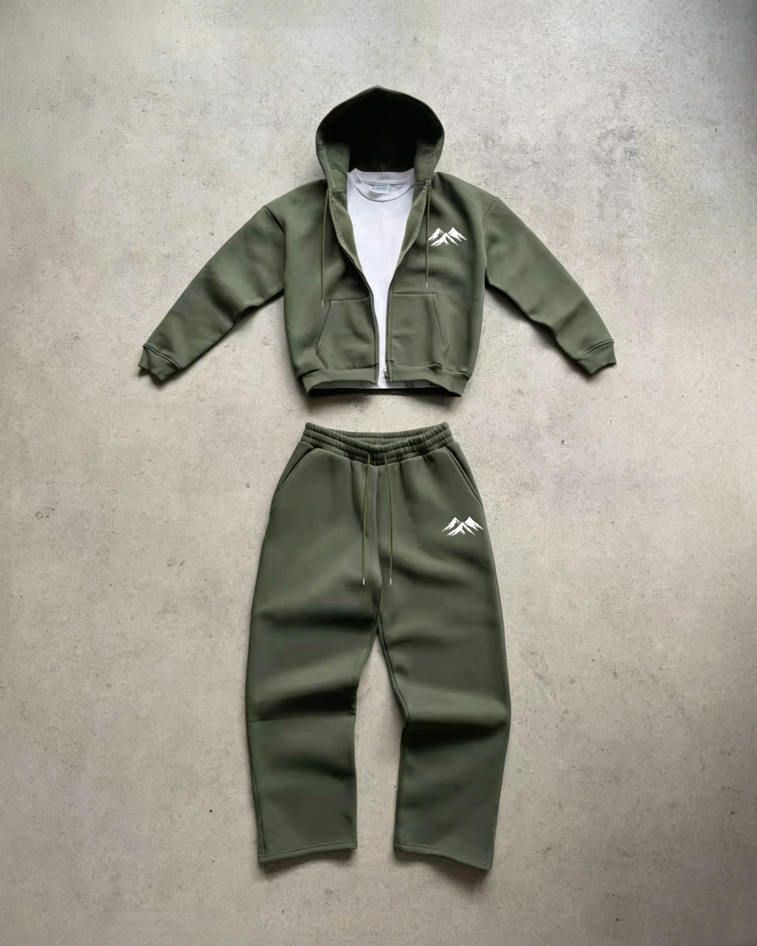 Men's Mountain Print Hooded Zip Up Sweatshirt And Sweatpants Two Piece Set Casual Streetwear & Outdoor Sports_viptrois.com