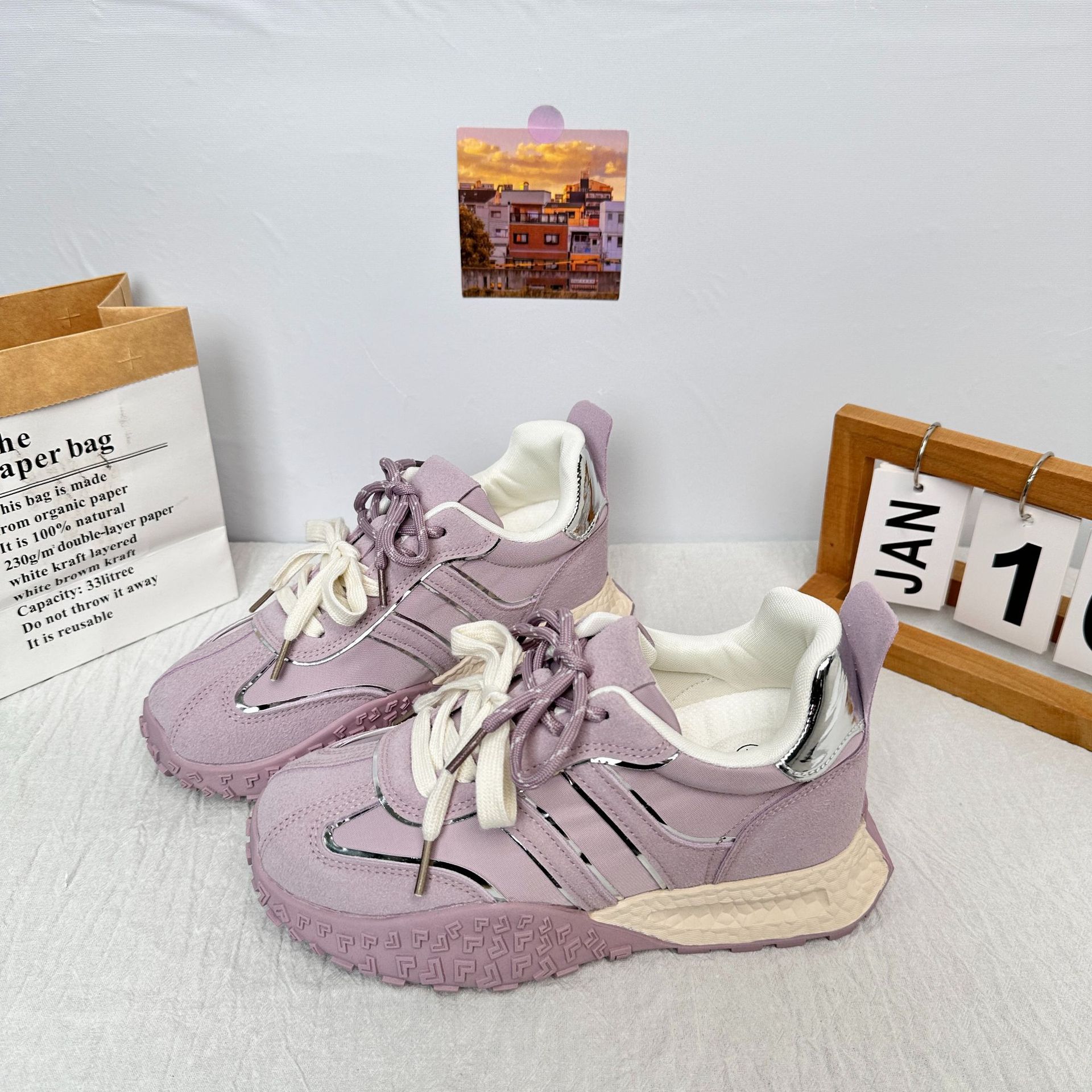 A9904 plantilla de látex/aumento interior de suela gruesa zapatos de papá zapatos de mujer diseño de nicho 2025 nuevas zapatillas de deporte explosivas image 4