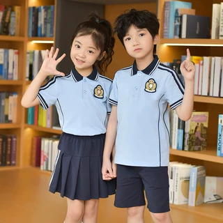 卷卷毛夏季短袖运动套男女童校服两件套幼儿园园服小学生班服团购