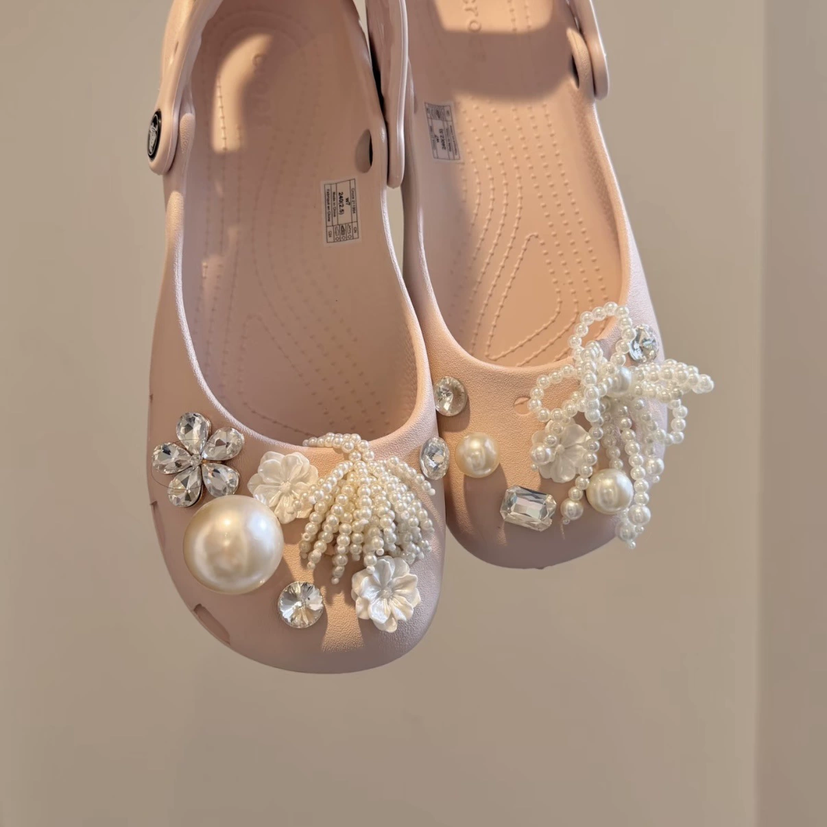 Оригинальные балетные туфли Pearl Girl Crocs, аксессуары для цветов к Crocs, верх Crocs, индивидуальная доработка