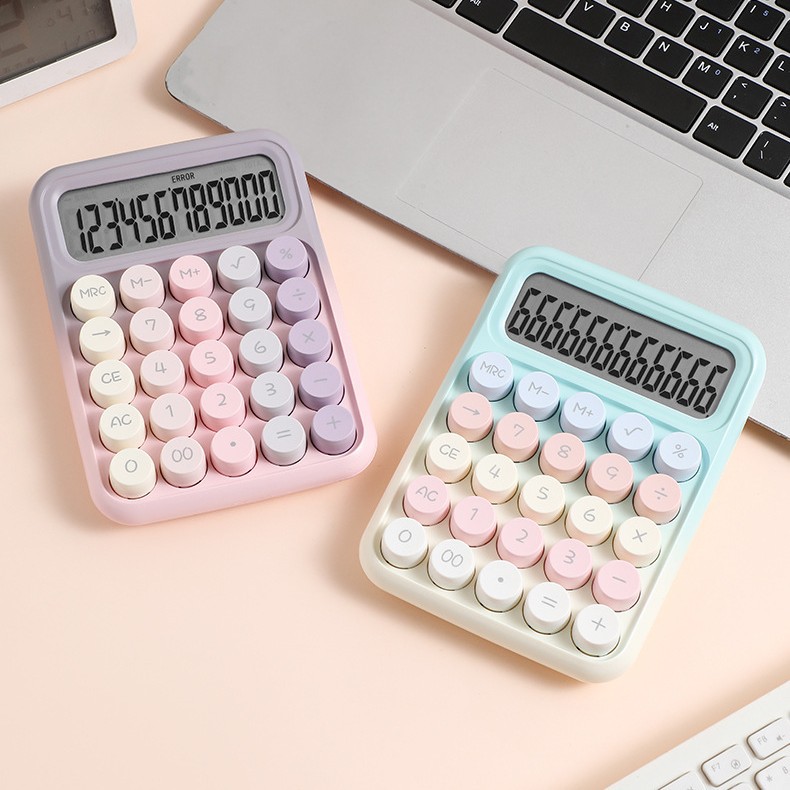 Nuevo teclado mecánico de color, dopamina, computadora financiera, calculadora de pantalla grande de 12 dígitos, examen de estudiante de alto valor