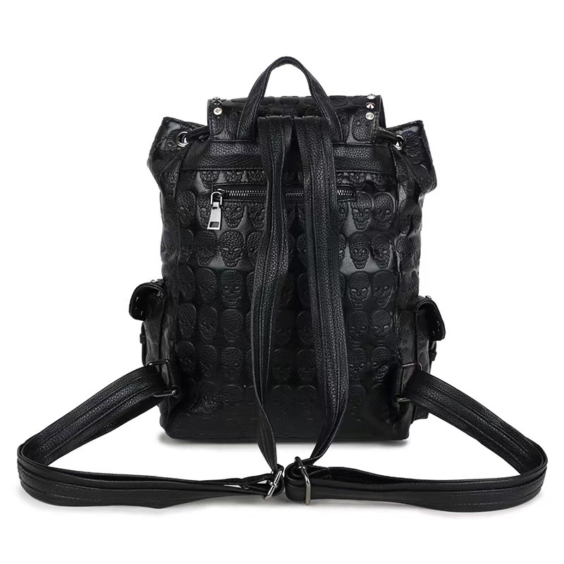 1779g Weight Polyester Lining Material String Closure Type Double Shoulder Straps Strap Type Fashion Backpack Bags Type Street Occasion Pu Leather Material Waterproof Function Solid Color Pattern All Seasons Season Unisex Gender Punk Style Square Shape Waterproof Street Fashion Backpacks
