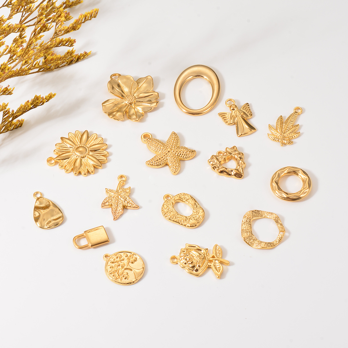 12g Weight PVD Coated Gold Plating Process Pendant Jewelry Making Type DIY Jewelry Accessories Classification 304 Stainless Steel Material Multiple Specifications Festival Leaf, Starfish, Flower Pattern Simple Style Style Plating Craft 304 Stainless Steel Leaf Starfish Flower Pendant 9
