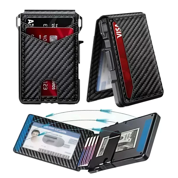Cross-border best-selling metal card holder with automatic card ejector, aluminum alloy card case with PU leather surface, can hold a locator, card holder with wrist strap