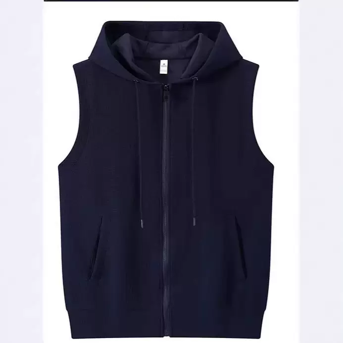 马甲定制休 闲百 搭男款连帽背心卫衣外套外穿春秋款开衫打底衣服