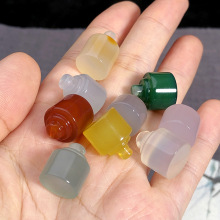 天然白玛瑙小印章吊坠挂件 玉髓圆章印玺DIY饰品玉坠配件现货批发