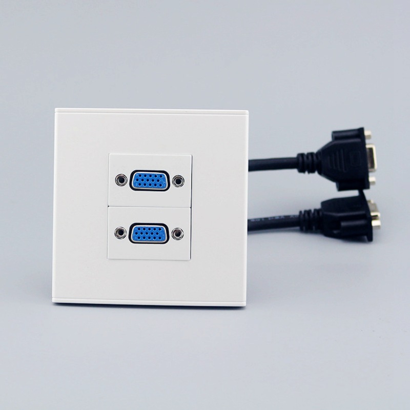 86型HDMI高清加VGA投影仪带延长线插座对接面板VGA高清多媒体墙插