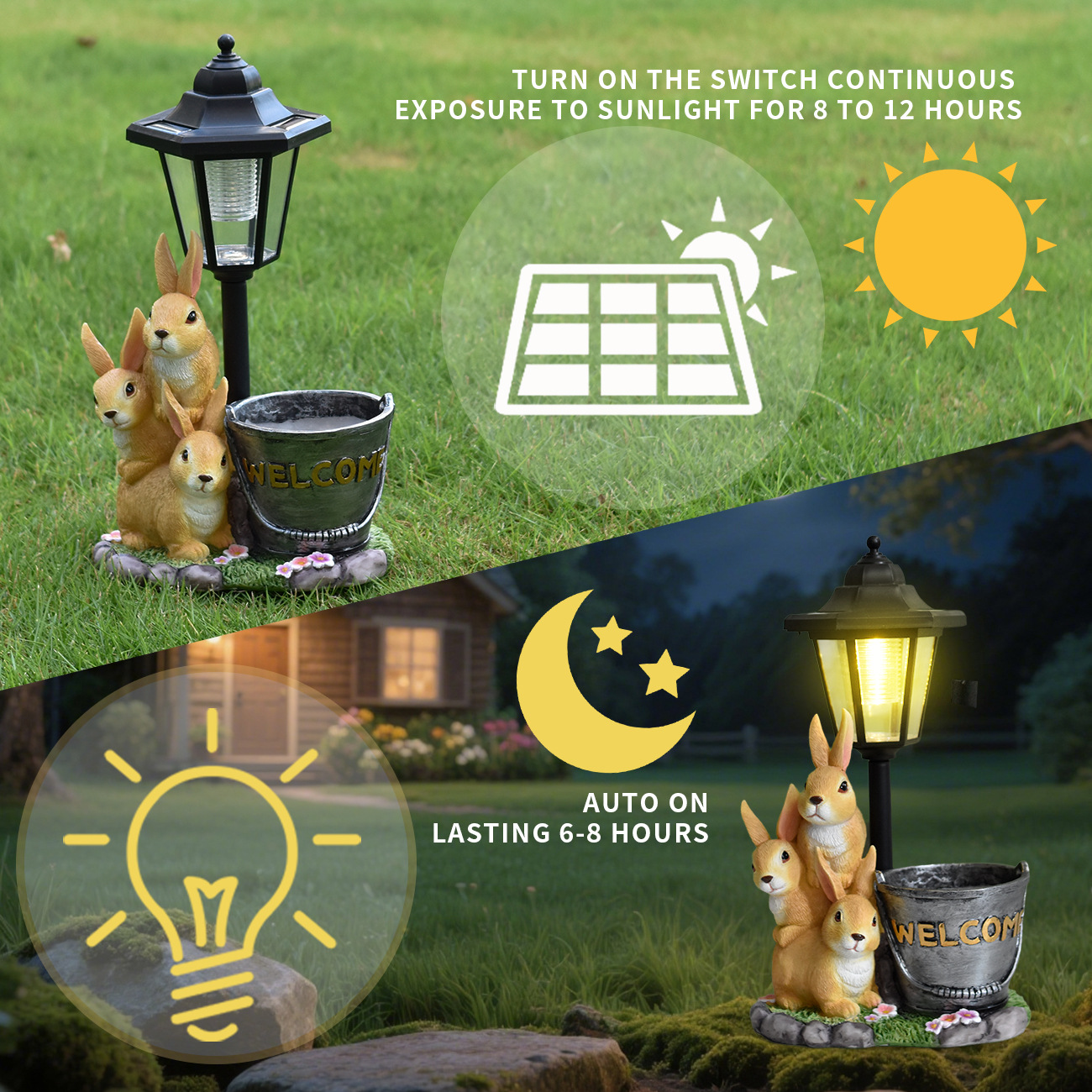 Easter Bunny Solar Garden Light Ornaments Garden Balcony Fleshy Flower Pot Micro Landscape Bonsai Decoration_voghion.com