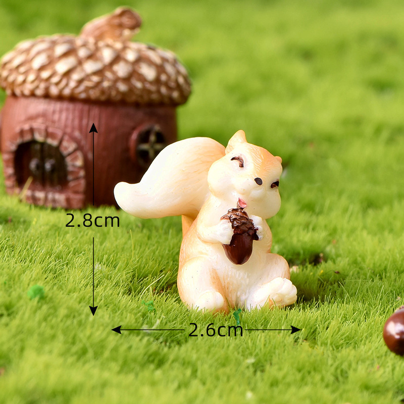 マイクロランドスケープ多肉植物かわいいリスナッツ松ぼっくりハウスカエデの葉ガーデニング造園 diy 装飾品小さな装飾品|undefined