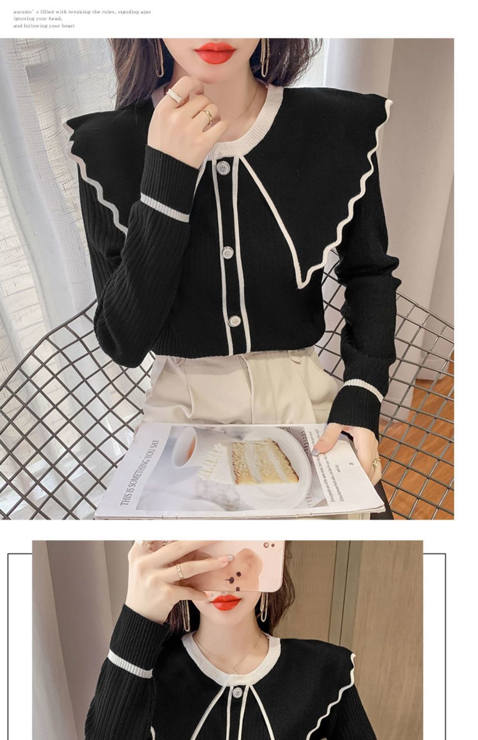 Sweet Lotus Leaf Collar Sweater Style 17