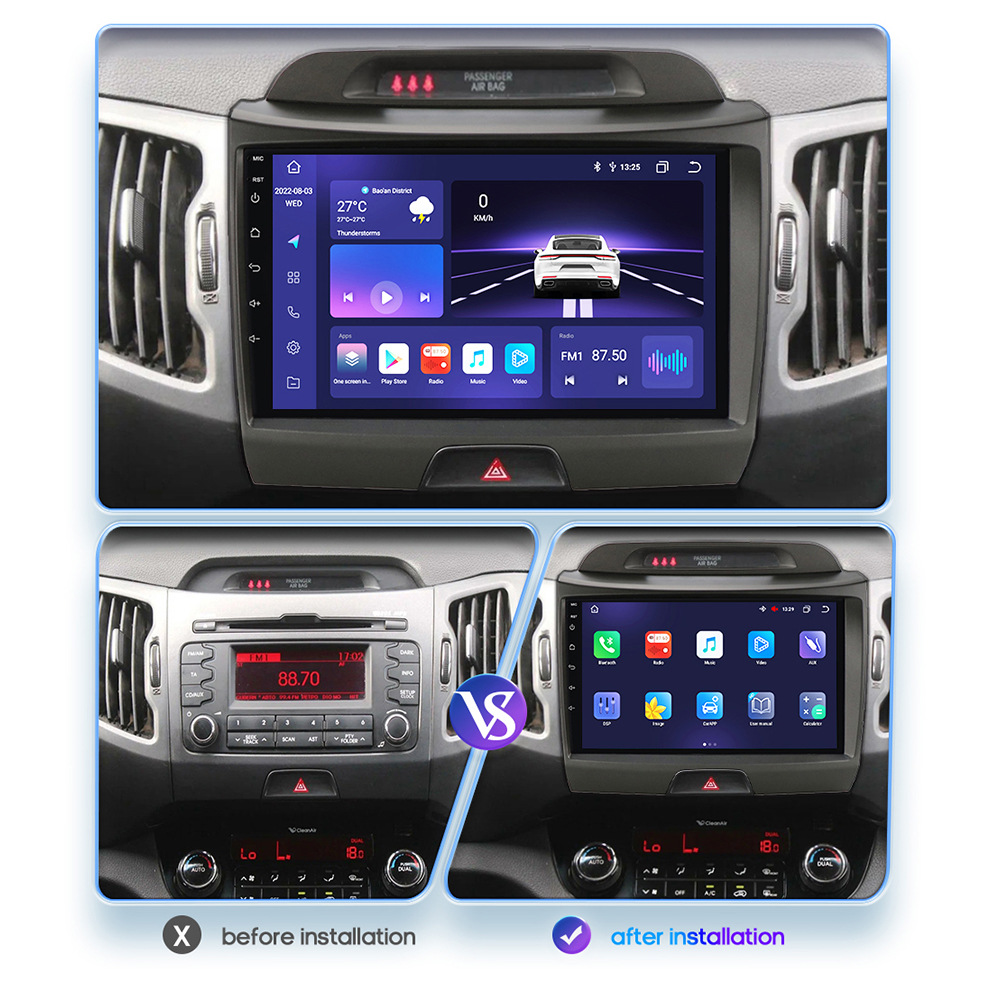Suitable for 11-16 Kia Sportage, Android large screen reverse image, car GPS navigation