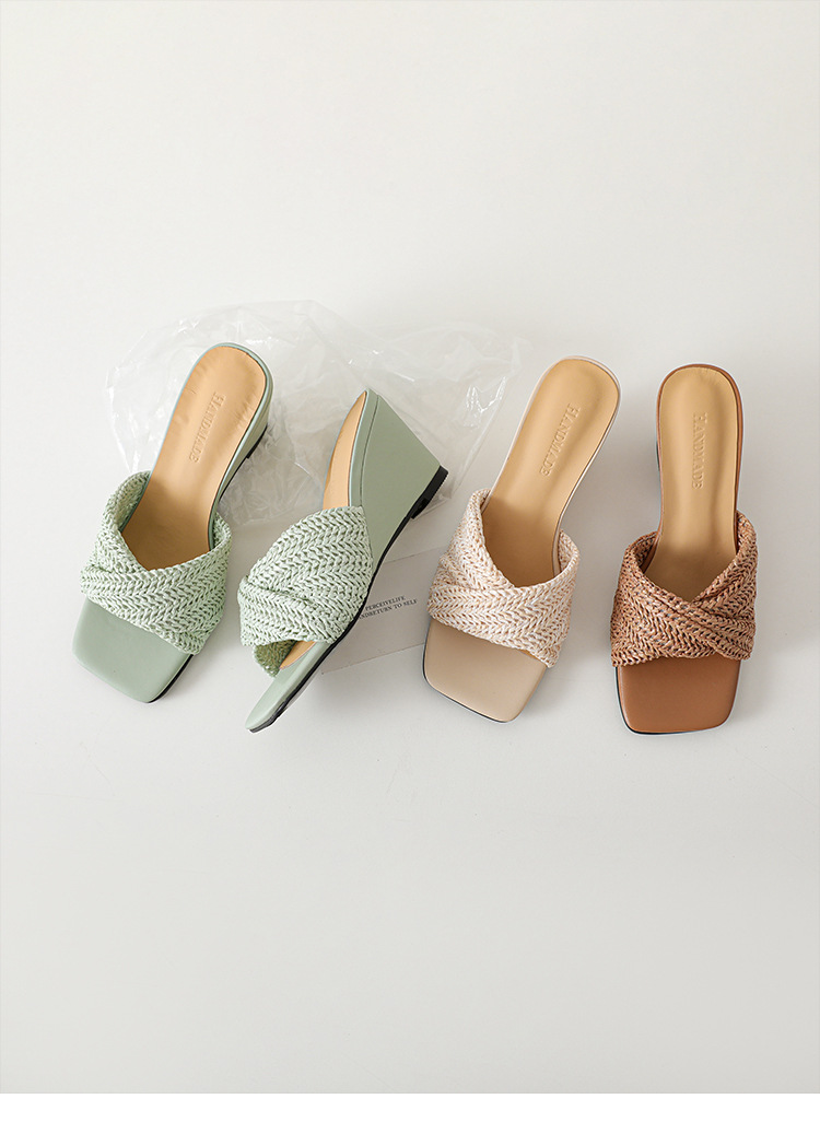 Sandal cao gót nữ quai chéo mũi vuông hở ngón, gót thô 6 cm — Cao gót màu trắng gạo 6 cm chi tiết 21