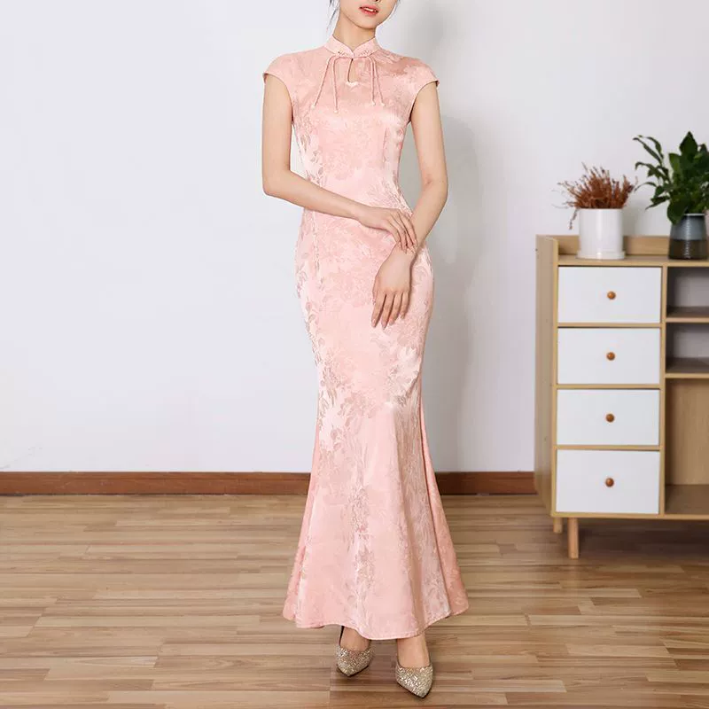 Summer cheongsam, retro dress drop-shaped, fish tail