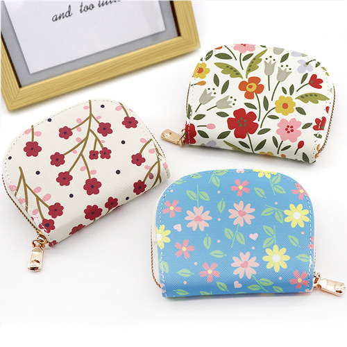 New Korean printed card holder with multiple card slots, large capacity card holder, cute small fresh coin purse, female credit card holder